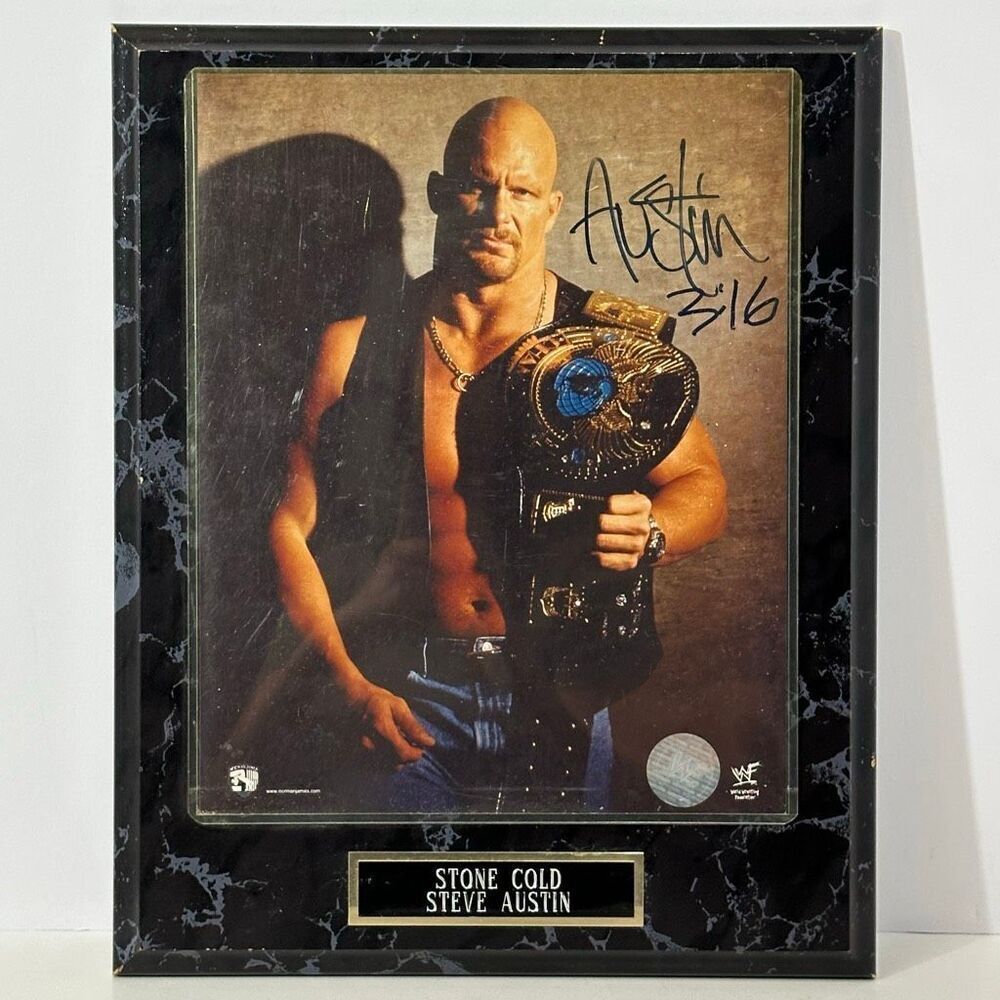 Vintage WWF Stone Cold Steve Austin Signed Framed Photo